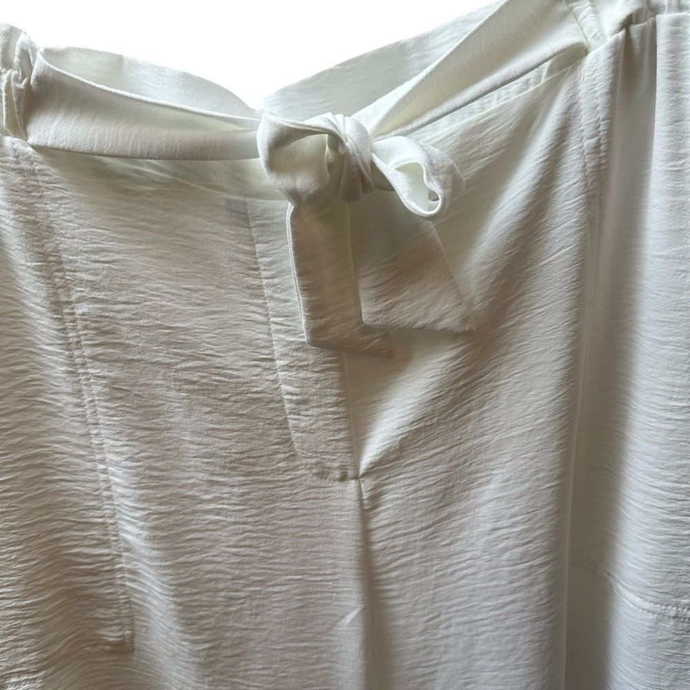 NWOT Hope & Harlow XL Classic White Textured Wide-Leg Pants - Picture 2 of 7